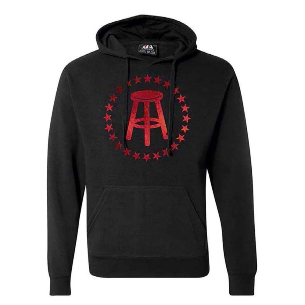 Barstool Black Hoodie Red Logo Mens size Large